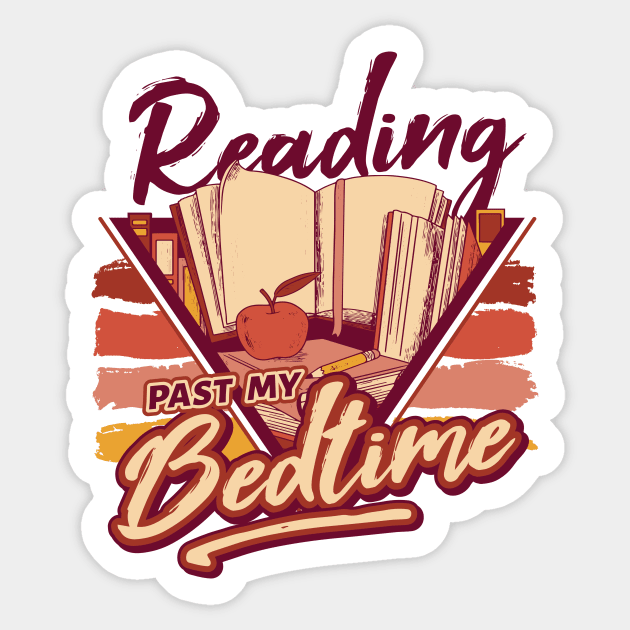 Retro Reading Past My Bedtime // 90s Style Funny Book Lover Sticker by SLAG_Creative